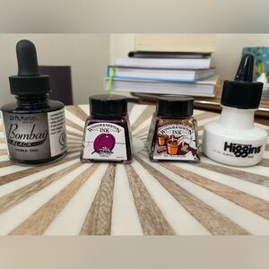 Drawing Ink - Black Purple Brown White